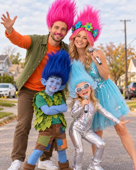 Colorful Troll Doll Family