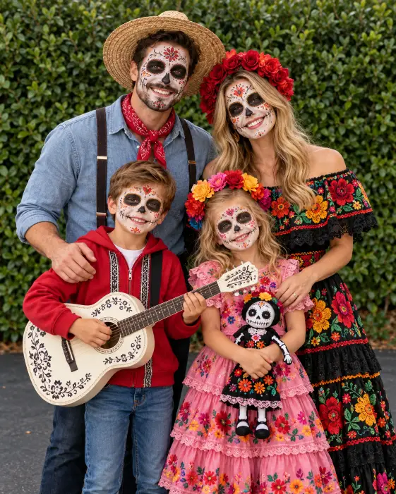 Day of the Dead Sugar Skull Family