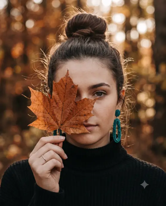 Leaf Covering Half the Portrait