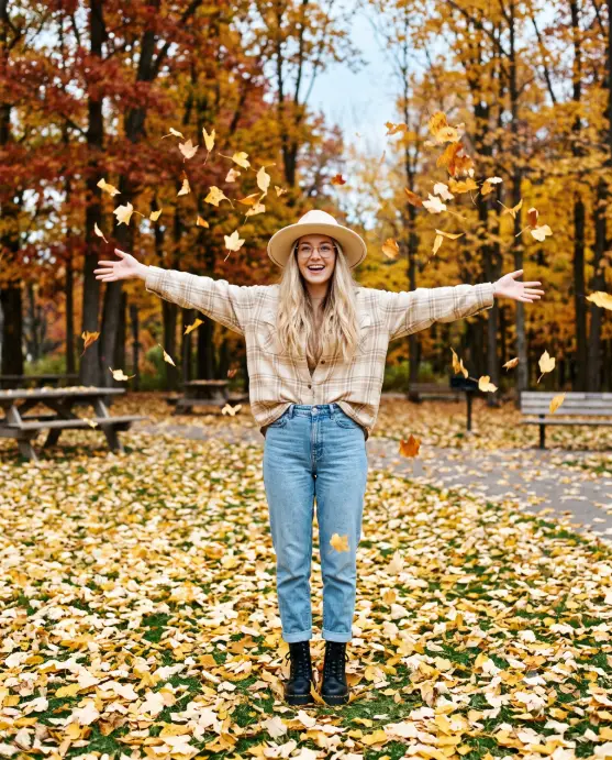 Tossing Leaves in the Park
