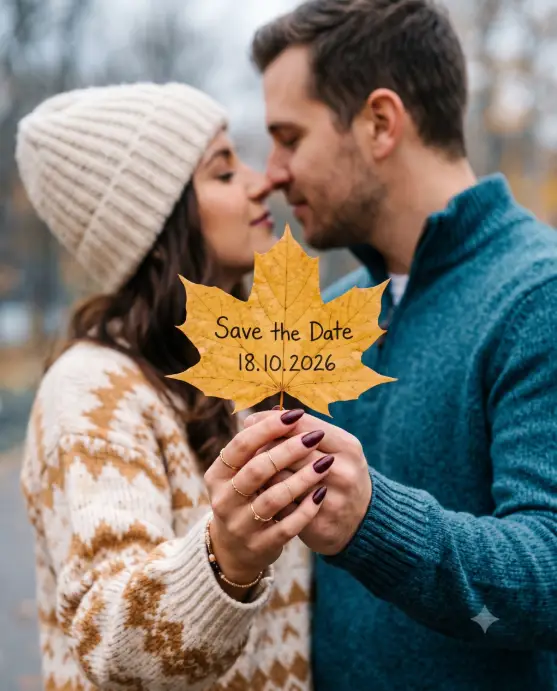 Save the Date on a Fall Leaf
