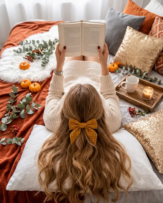 Cozy Bed Reading Shot From Above
